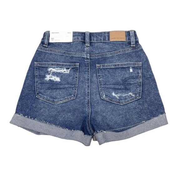 NWT AMERICAN EAGLE Super High Rise Cuffed Mom Short Sz 00 Stretch - Picture 11 of 13